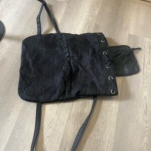 United Colours of Benetton mini Black Logo Jacquard Drawstring Tote backpack